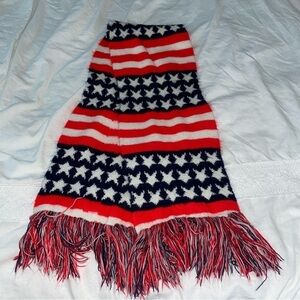 USA flag knit scarf fringe stars stripes Americana American United States